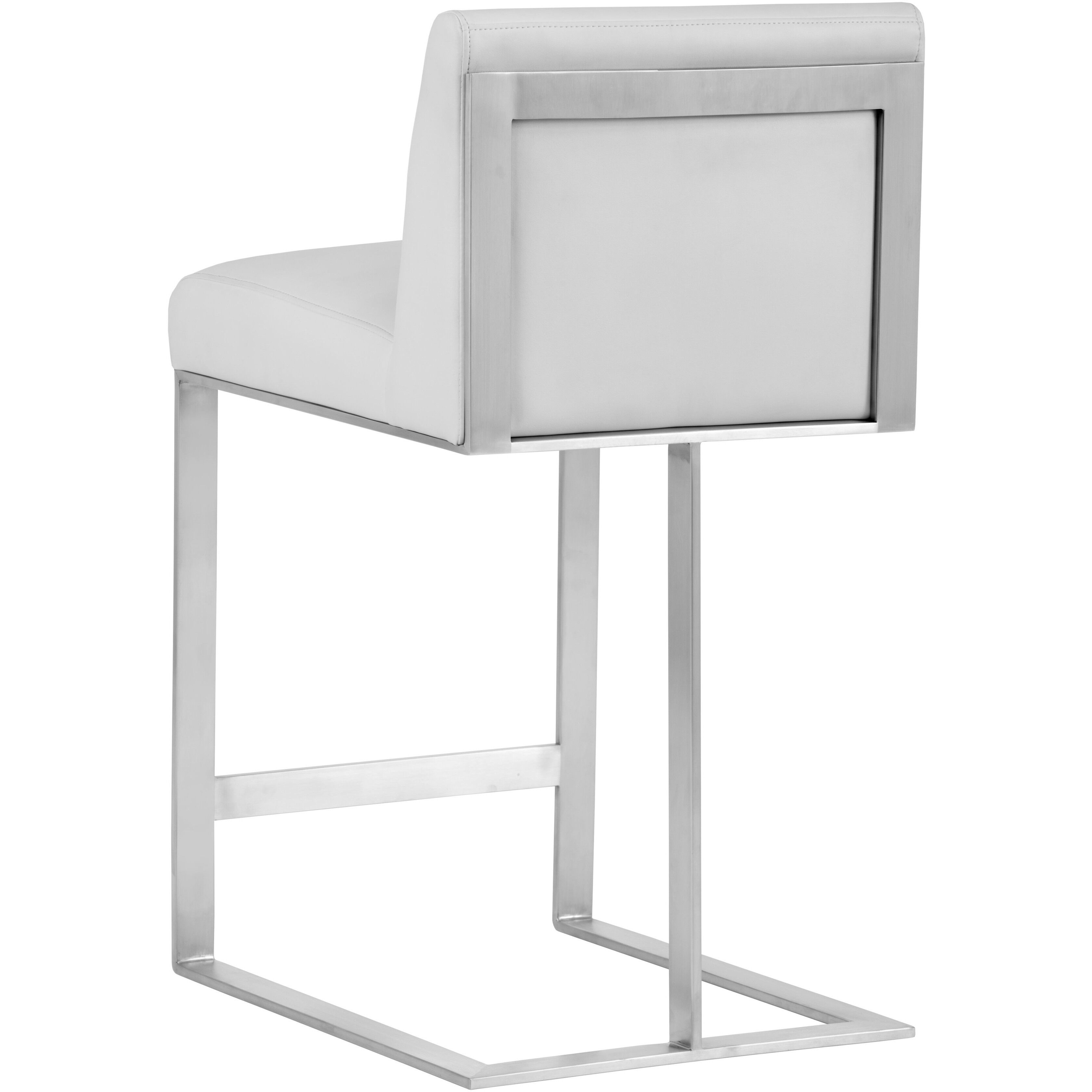 Dean 35.5 inch Stainless Steel / Cantina White Counter Stool